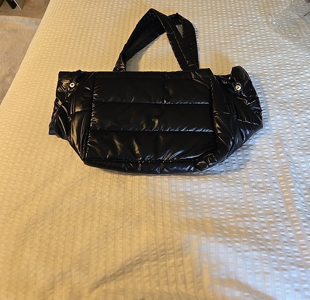 NEW Elizabeth Grant Black Quilted Puffer Tote Bag - Women - Picture 8 of 13